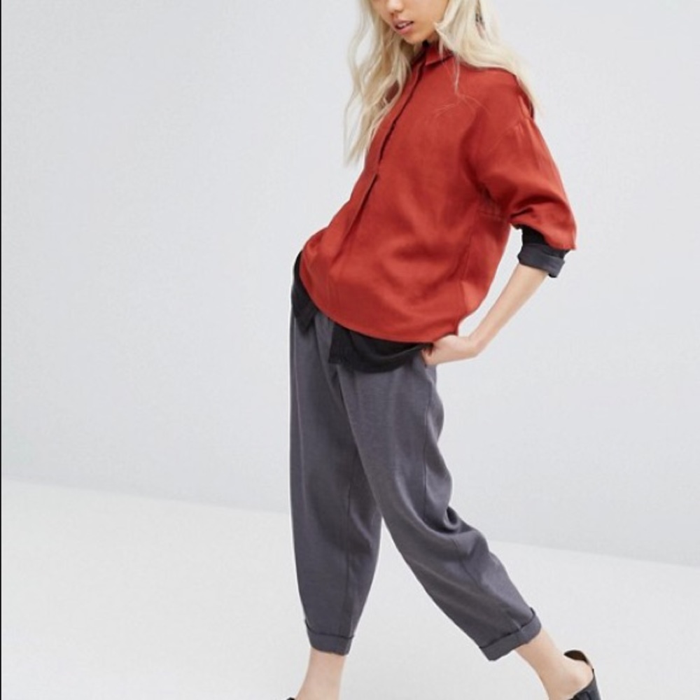 Native youth grey oversized linen Lyocell pants xs